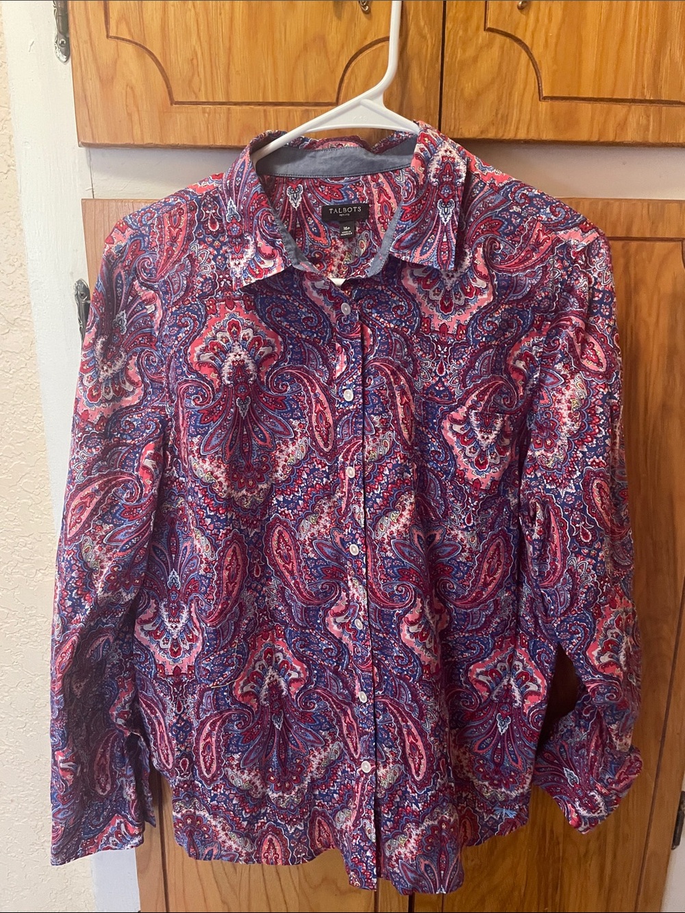 Talbots Red & Blue Paisley Button-Down Shirt